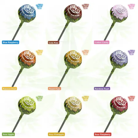 Bubbly Billy Buds 10 mg CBD lollipops in nine flavours
