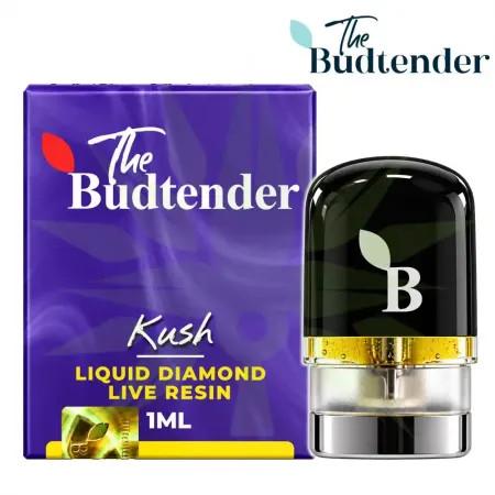 The Budtender Kush 1 ml Liquid Diamond Live Resin pod packaging