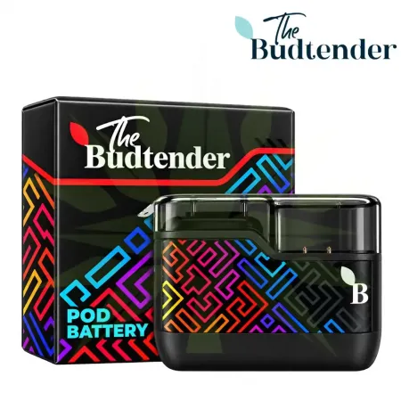 The Budtender Pod Battery in Black, Deep Blue, Pink/Black, Pink/Green, Ruby and Sunset